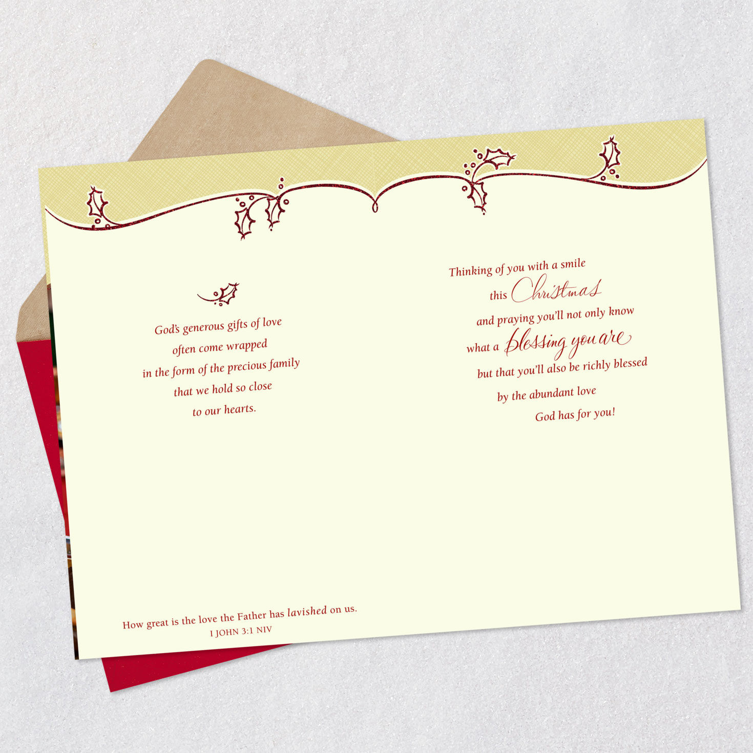 Tablescape Religious Christmas Card for Daughter Open card with envelope image number 5