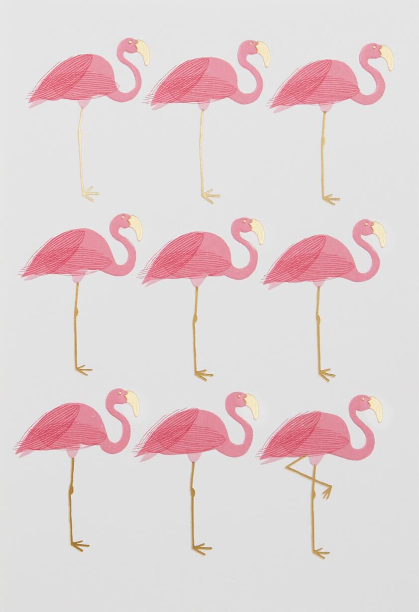 Nine Flamingos Blank Card