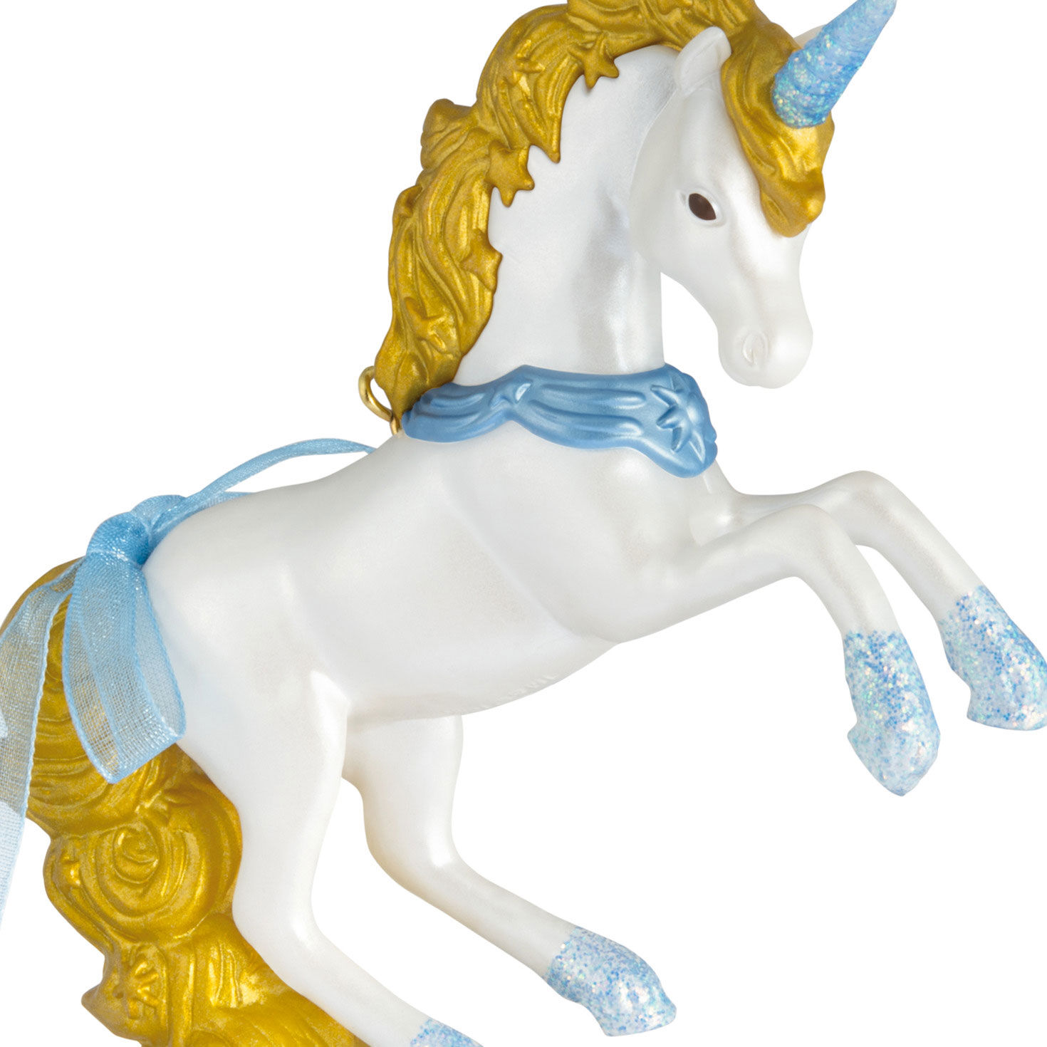 White Blue Gold Unicorn Keepsake Ornament  image number 5
