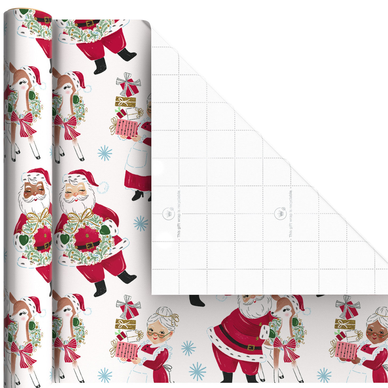 Cute Santa Icons 3-Pack Mini Xmas Gift Wrap Rolls Wrap Square image number 4