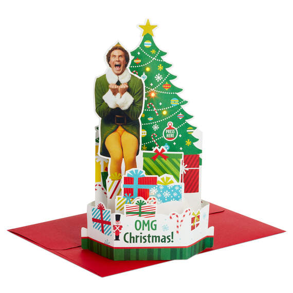 Elf Buddy the Elf™ 3D Pop-Up Christmas Card With Sound and Light, , large image number 1