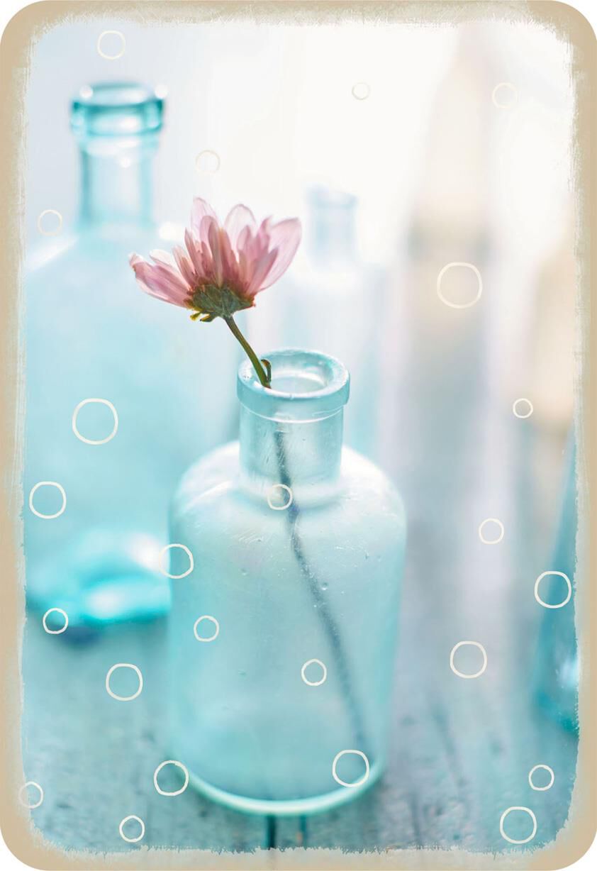 Blue Jar With Flower Blank Card