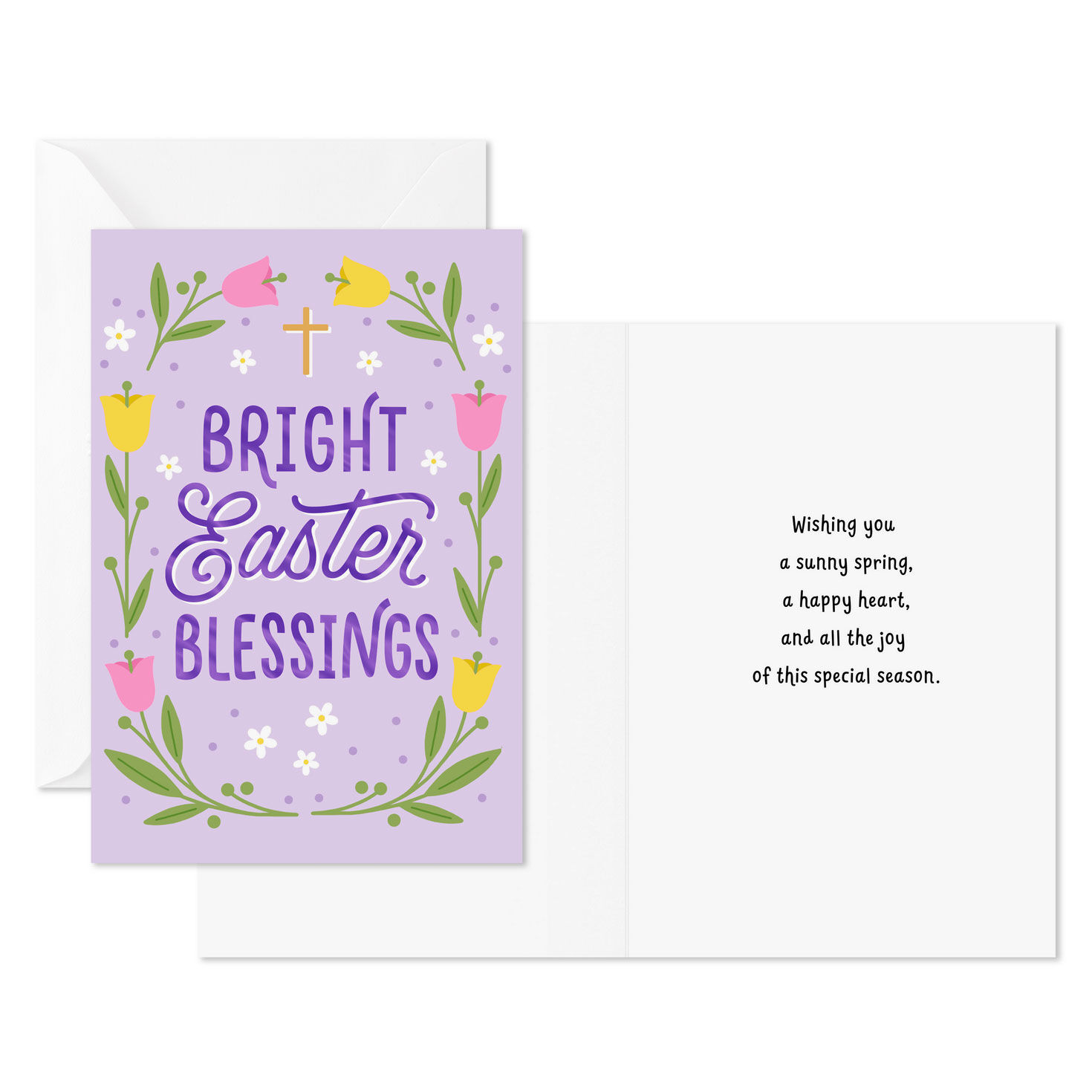 Tulips on Purple Easter Cards Pack Card Front with Sentiment image number 2