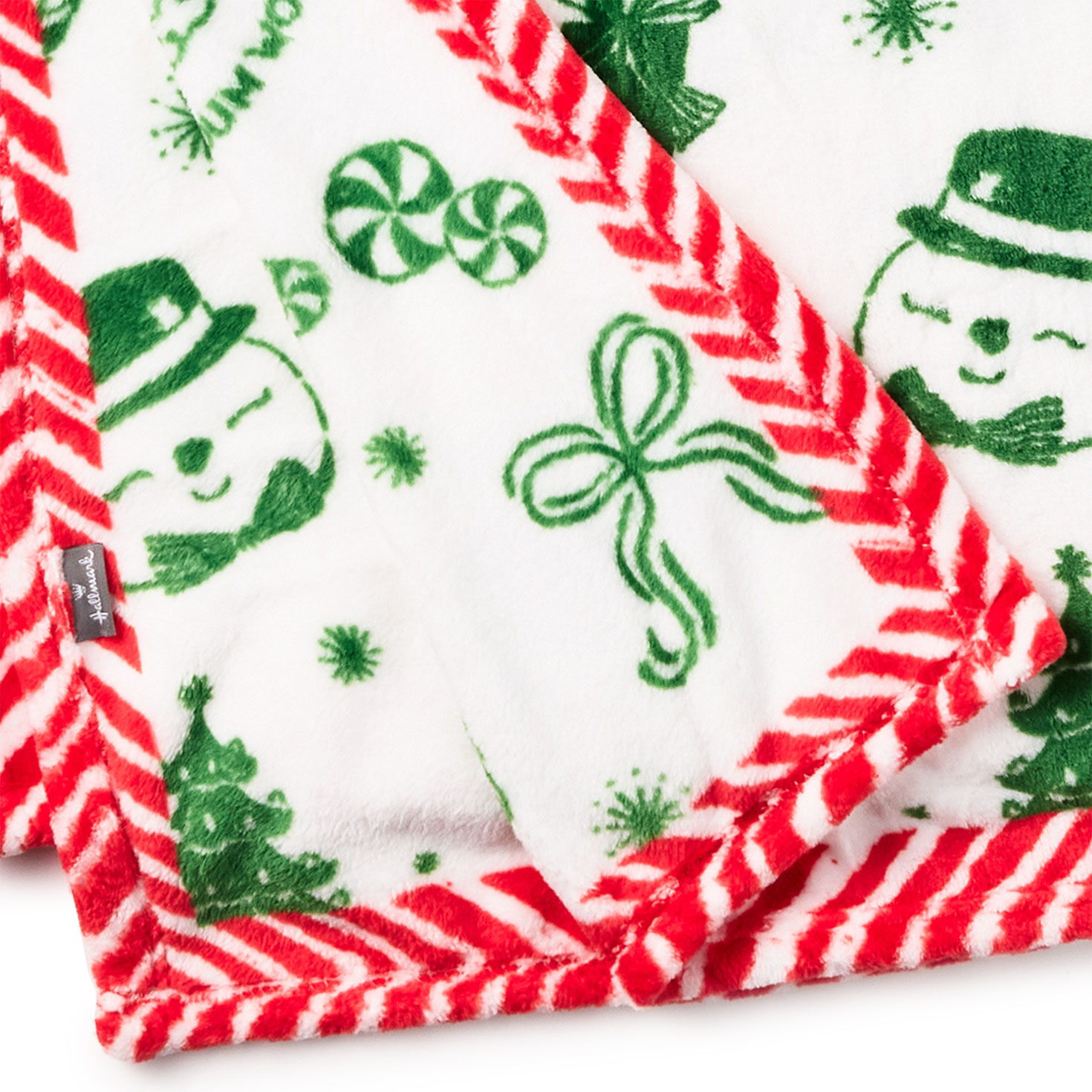 Santa Snowman Reindeer Toile Pattern Throw Blanket upclose detail image number 4