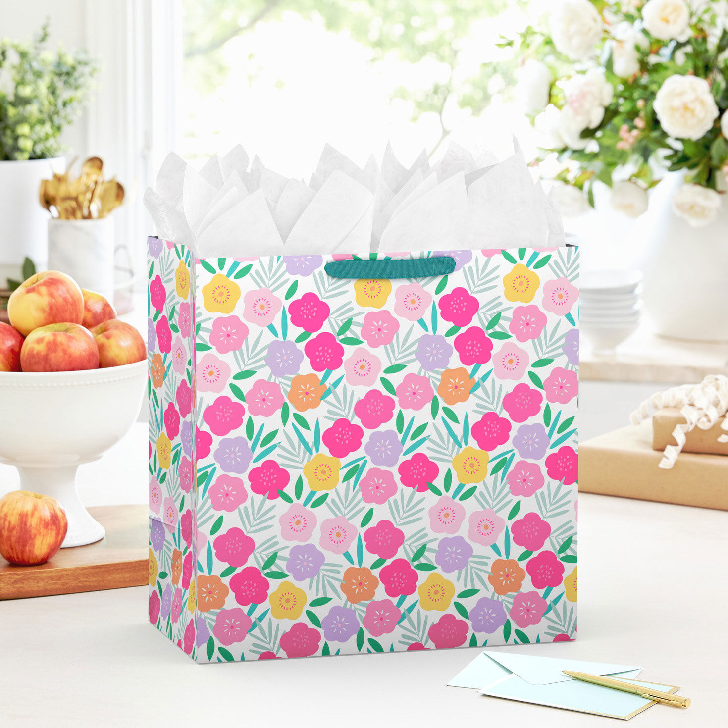 Colorful Floral Extra-Deep Gift Bag in use image number 2