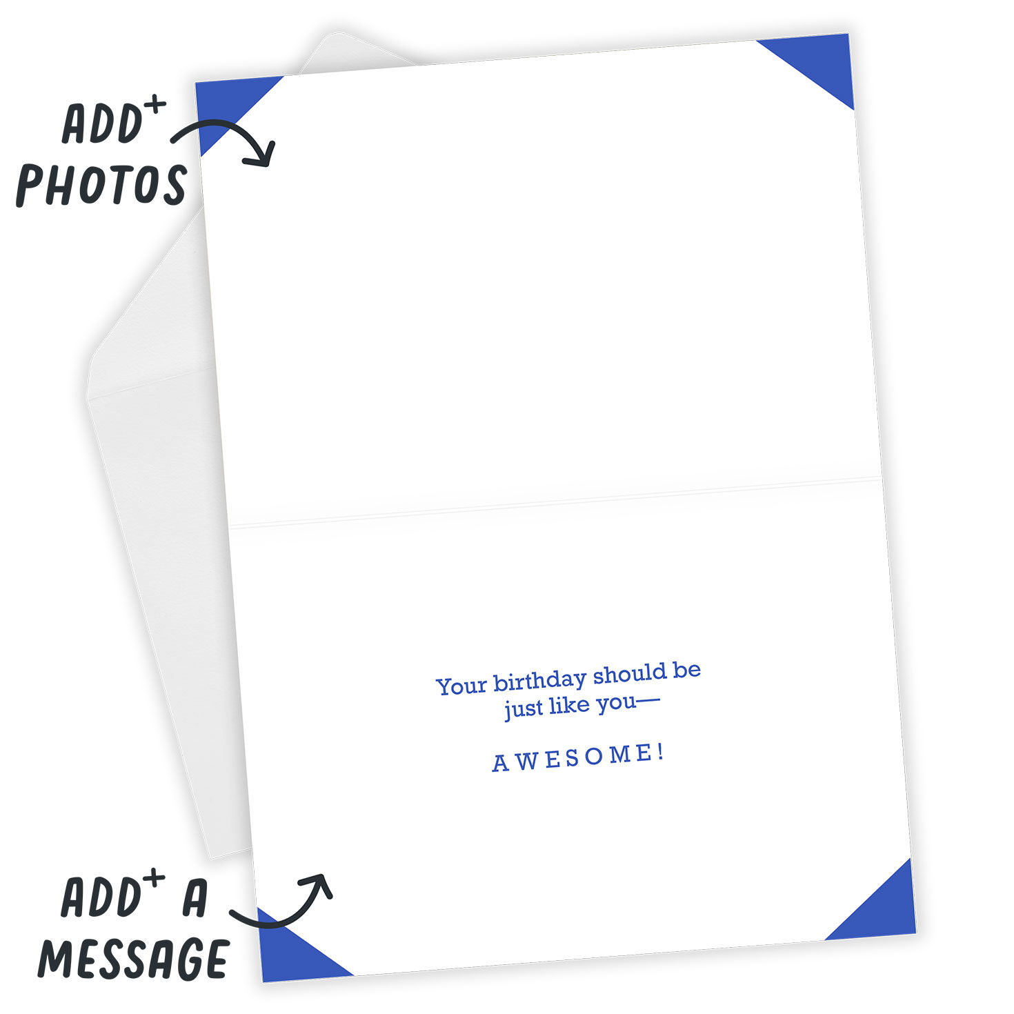 Blue Birthday Boy Personalized Card Open Card with Envelope indicating personalization image number 4