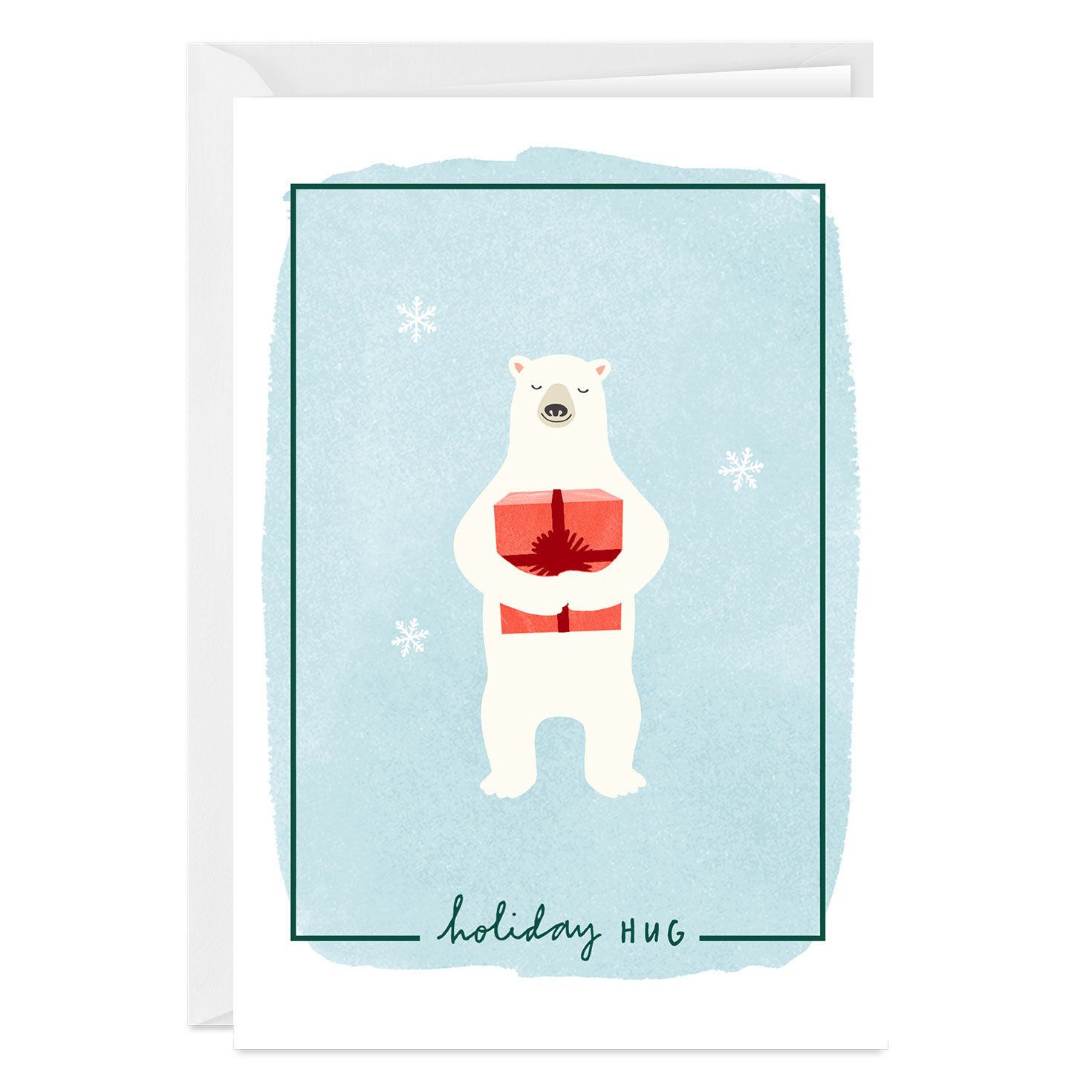 Polar Bear With Present Custom Holiday Card