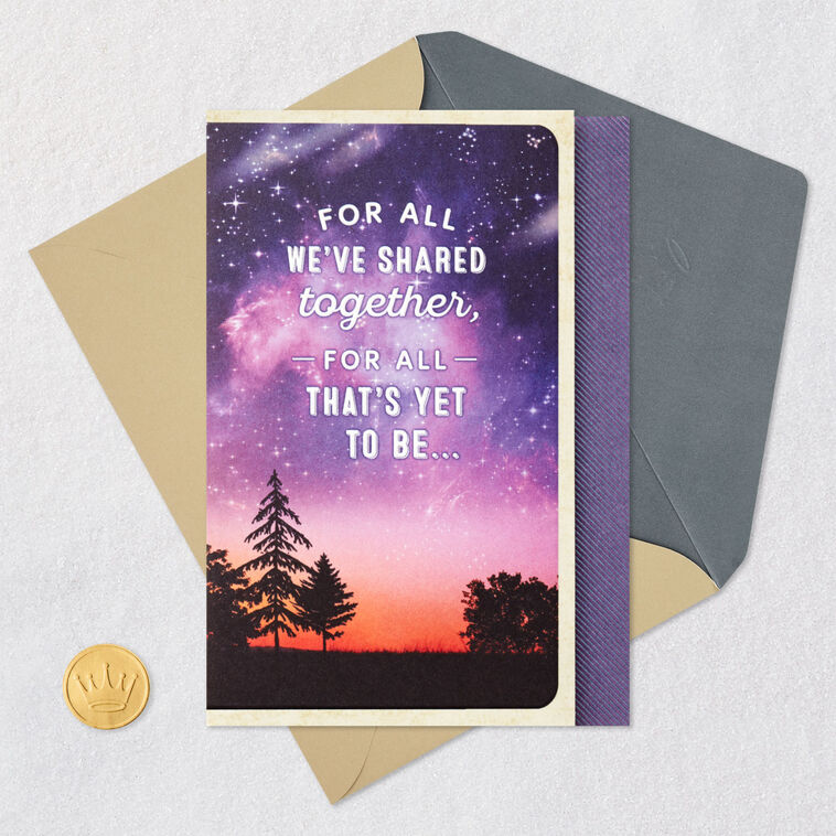 Starry Night Sky Romantic Love Card Card Front with Envelope and Gold Seal image number 5