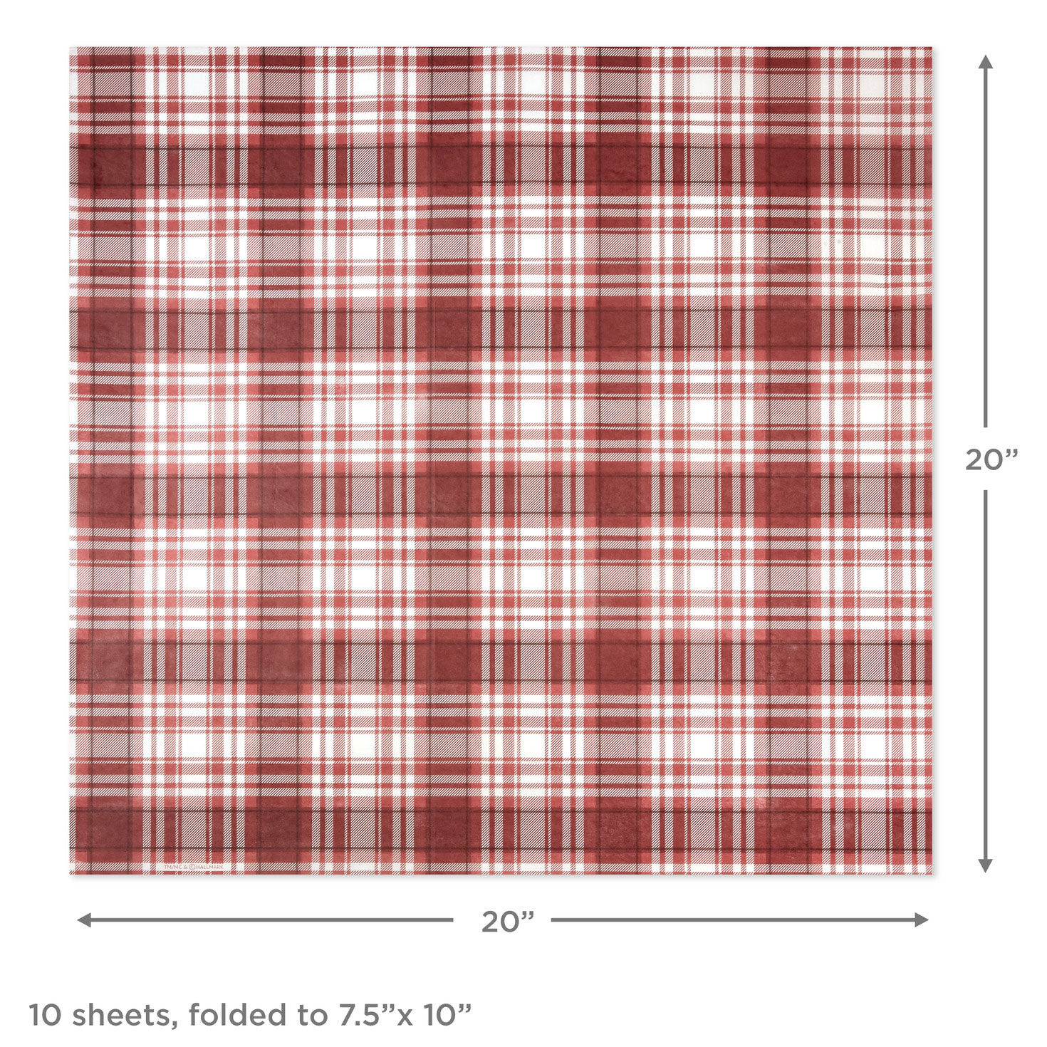 Red and White Holiday Plaid Tissue Paper With Gift Tag Stickers, 10 sheets, , large image number 4