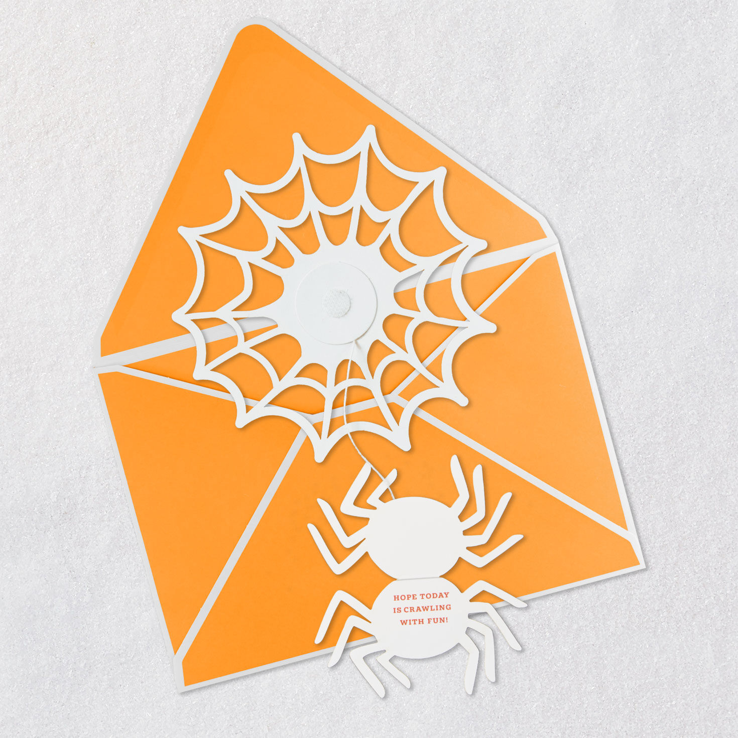 Spider in Web Paper Craft Halloween Card Open card with envelope image number 3