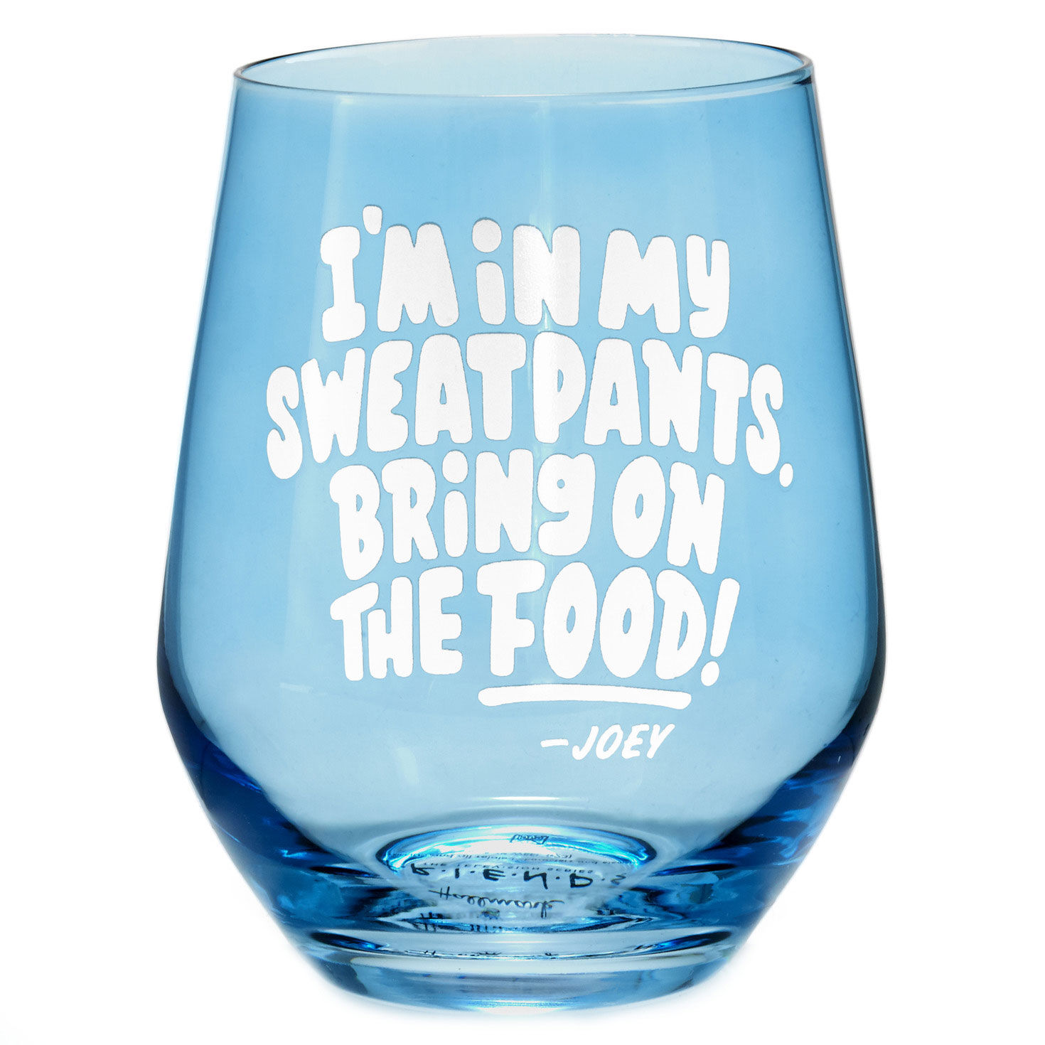 Friends Bring On the Food Stemless Wine Glass, 16 oz.