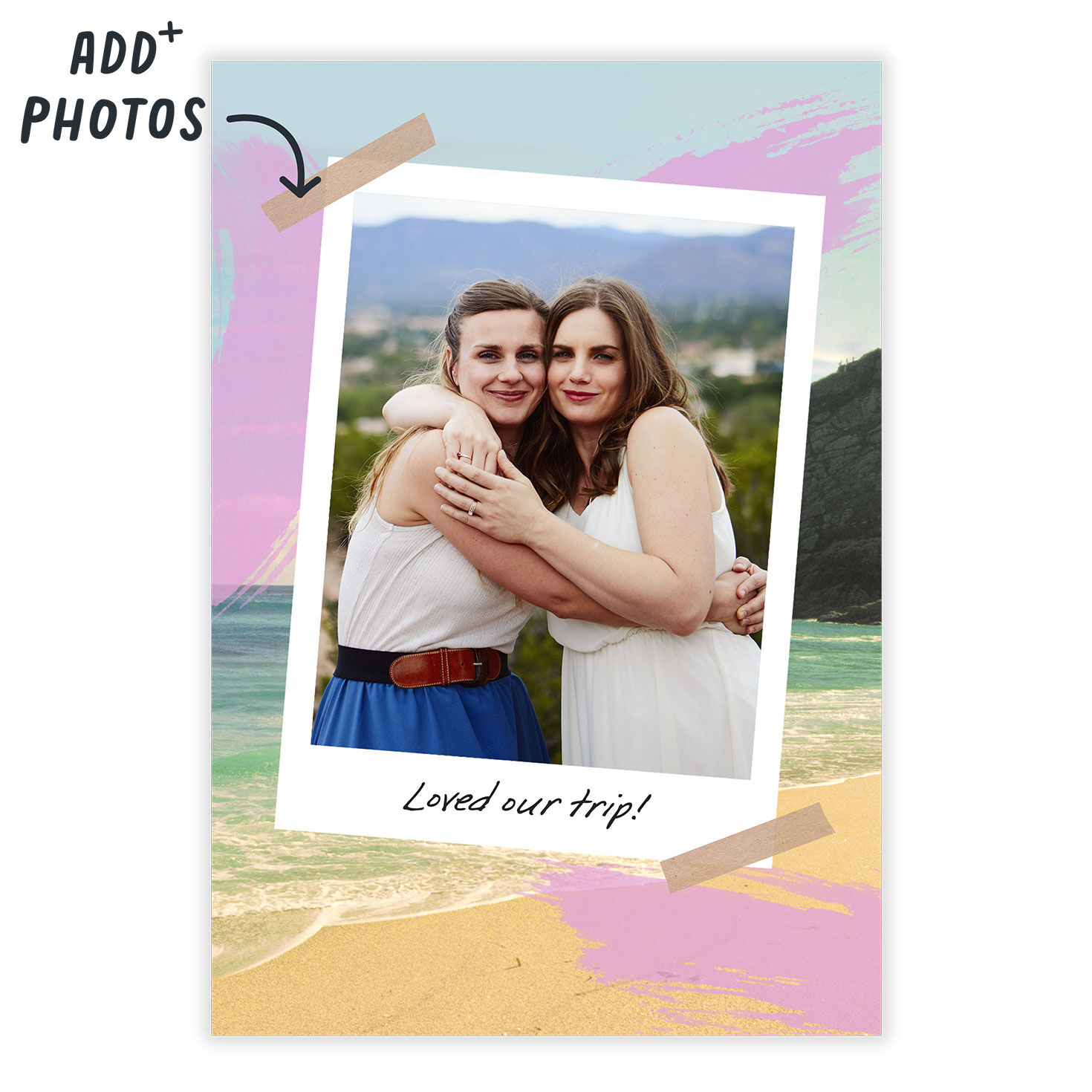 Beach Scene Polaroid Photo Personalized Card Card Front indicating personalization image number 2