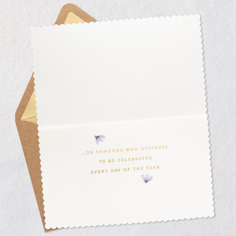 Laser-Cut Flower Border Birthday Card Open card with envelope image number 3