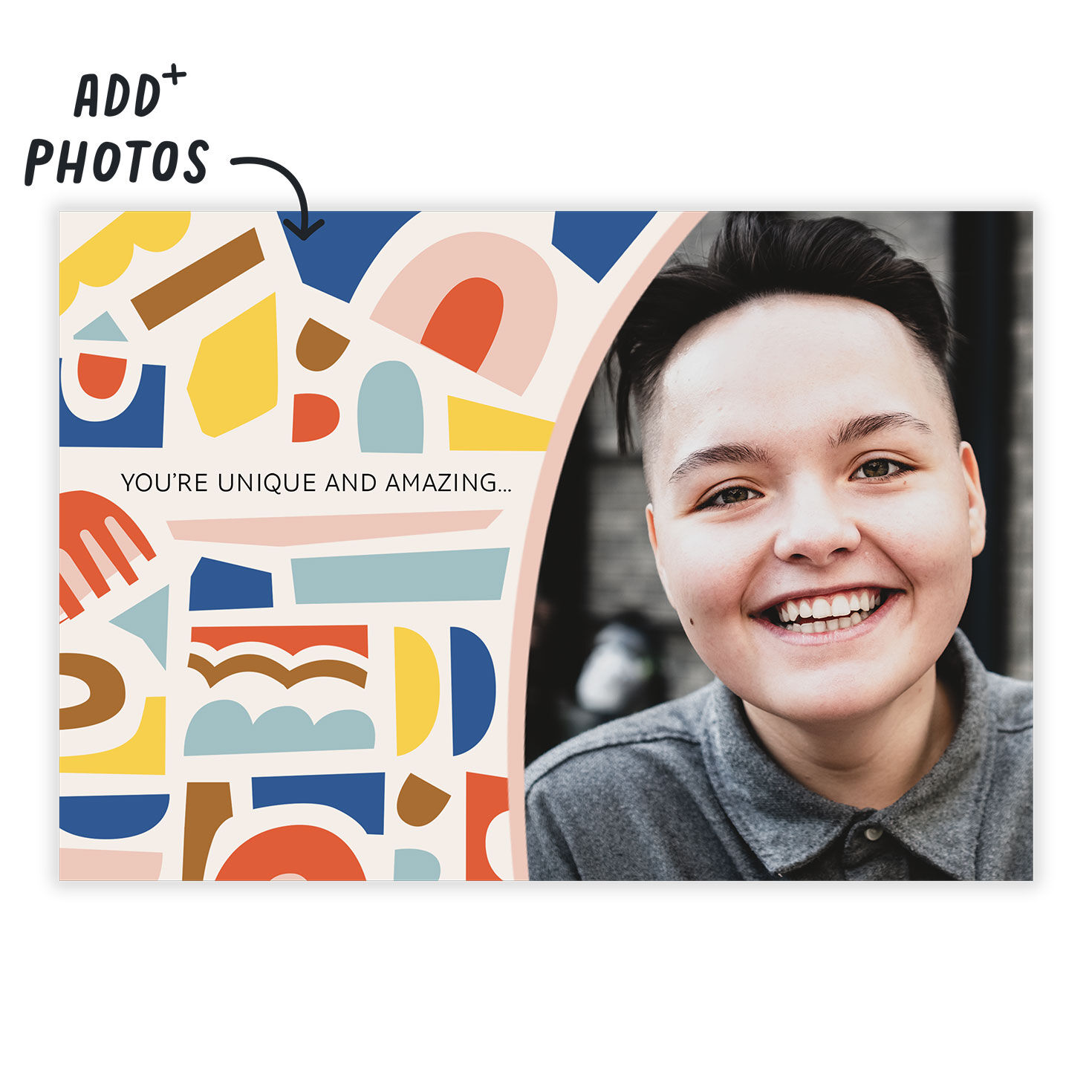 Personalized Colorful Shapes Photo Card  image number 2