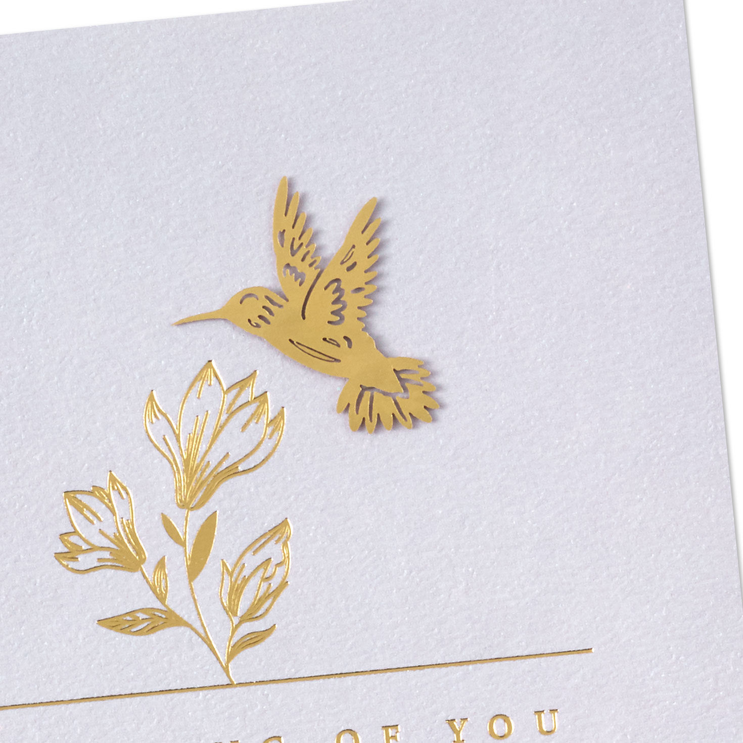 Gold Hummingbird Thinking of You Card Sentiment image number 3