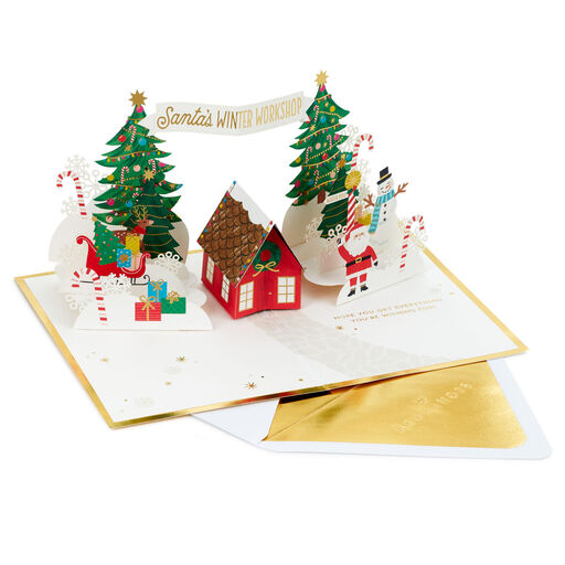 Santa's Workshop 3D Pop-Up Christmas Card, 