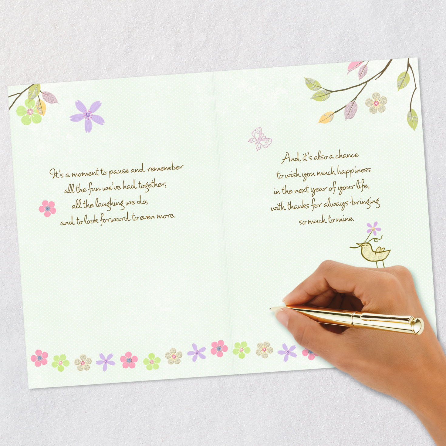 Flowers and Branch Green Birthday Card for Friend  image number 7