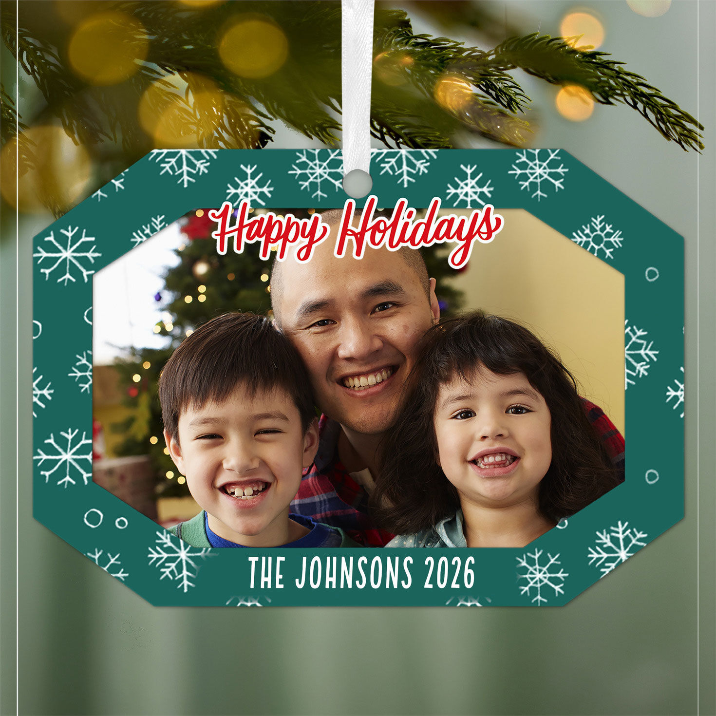 Green Snowflake Metal Personalized Ornament, Custom Photo and Text for only USD 17.99 | Hallmark