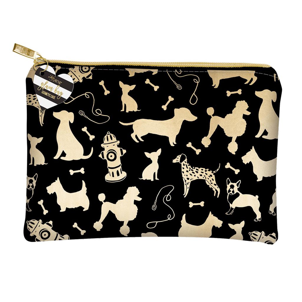 Dog Silhouettes Black And Gold Cosmetic Bag Travel Hallmark Dog Silhouettes Black And Gold Cosmetic Bag