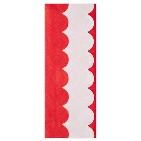 Solid Cherry and White 2-Pack Scallop Tissue Paper, 4 sheets, , large