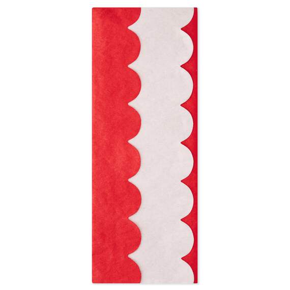 Solid Cherry and White 2-Pack Scallop Tissue Paper, 4 sheets