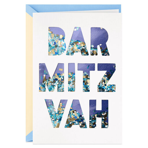 Best Day Ever Confetti Bar Mitzvah Card, 
