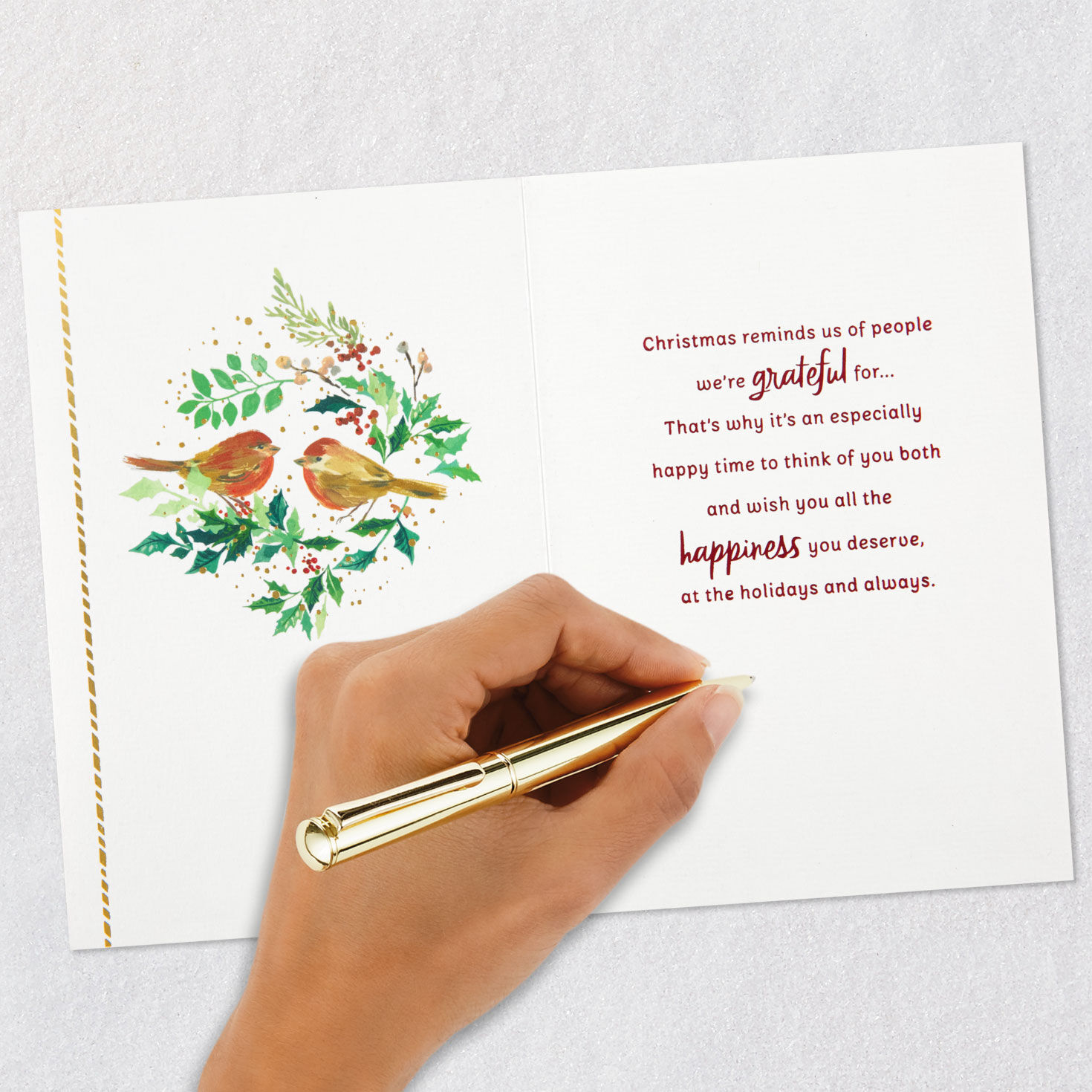 Birds on Branch Christmas Card for Brother and Partner Signing card image number 7