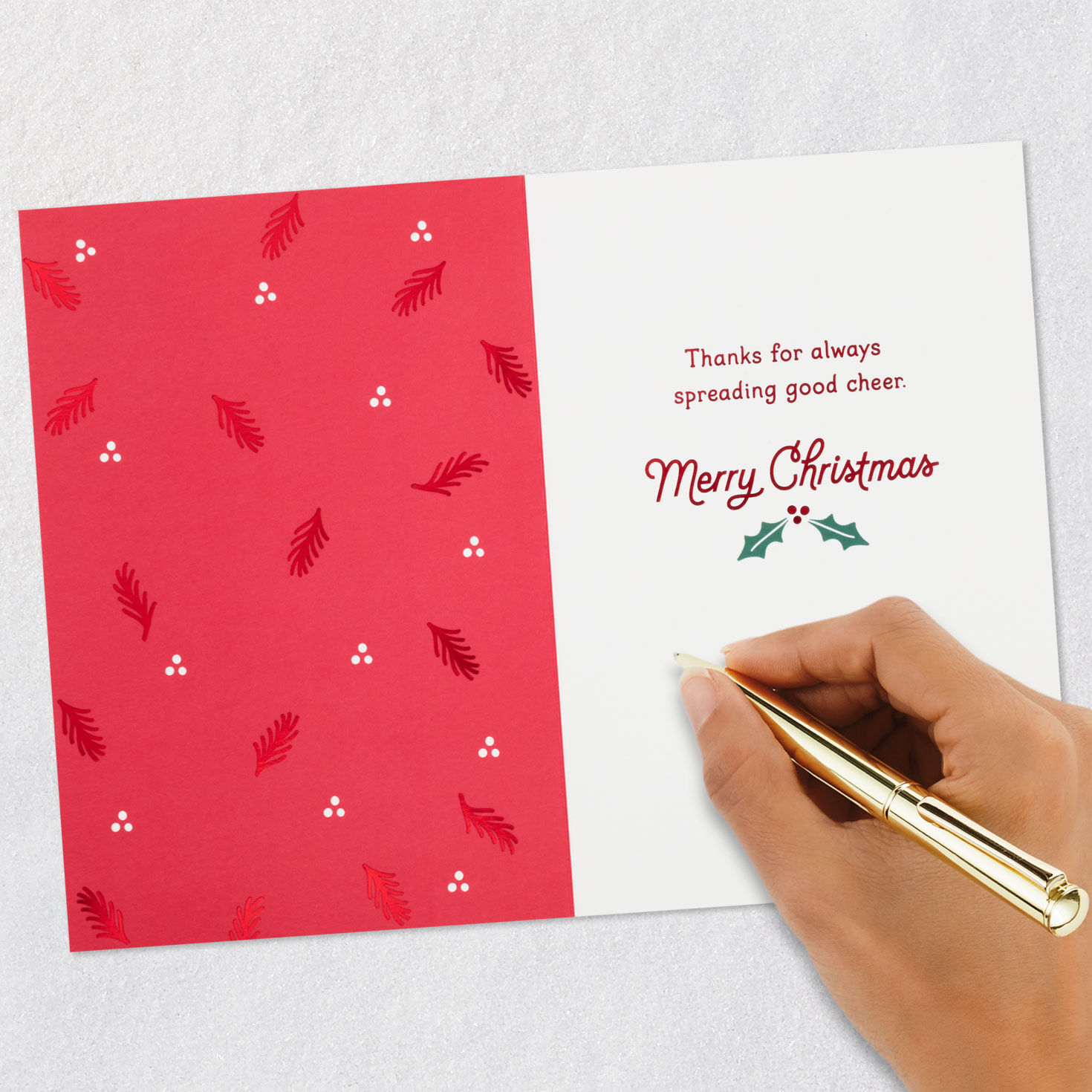 Red Candy Cane Holly Funny Christmas Card Signing card image number 6