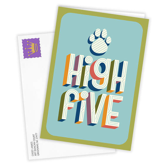 High Five Pet Pawprint Folded Photo Card, , large image number 2