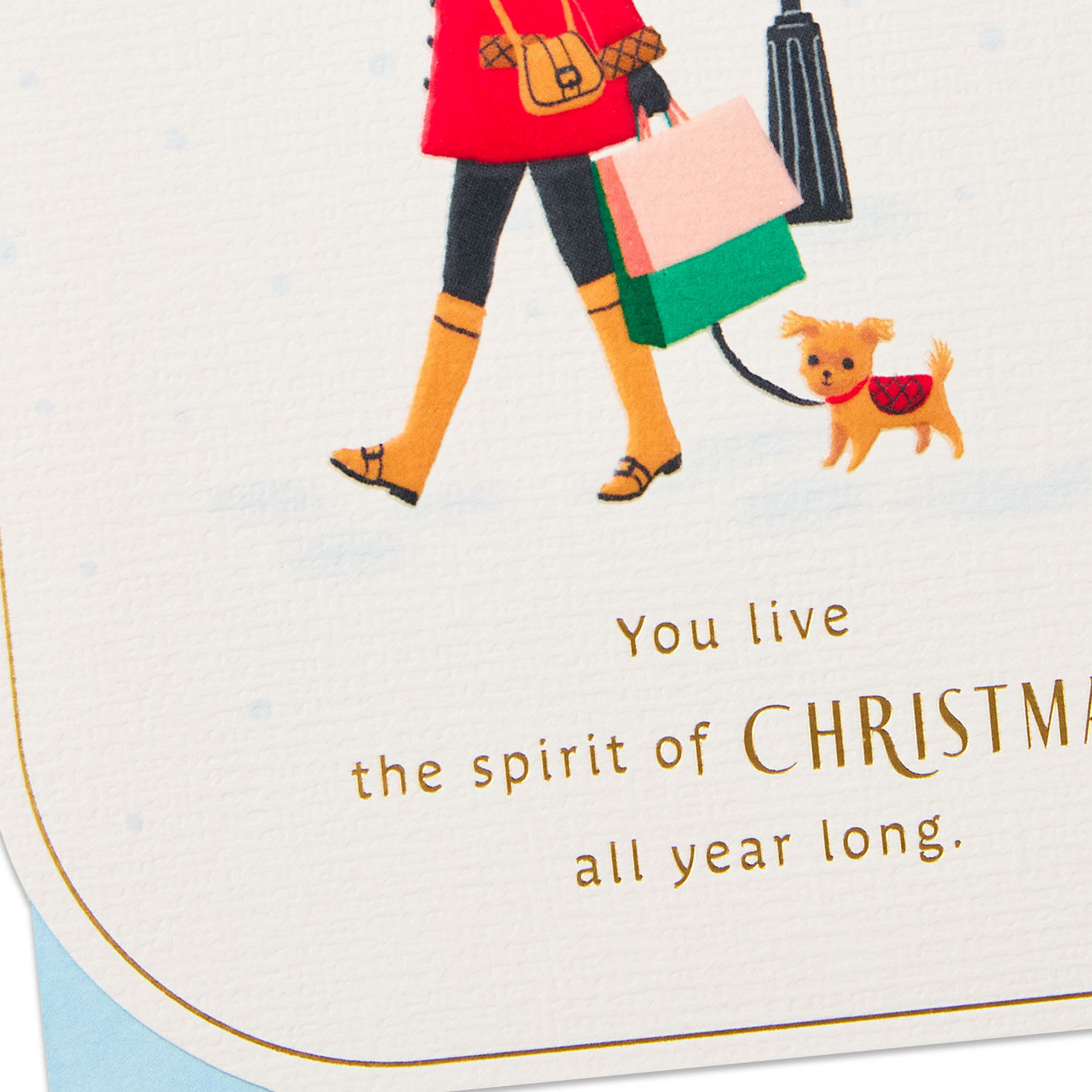 Young Woman Walking Dog Niece Christmas Card Card Front Detail image number 6