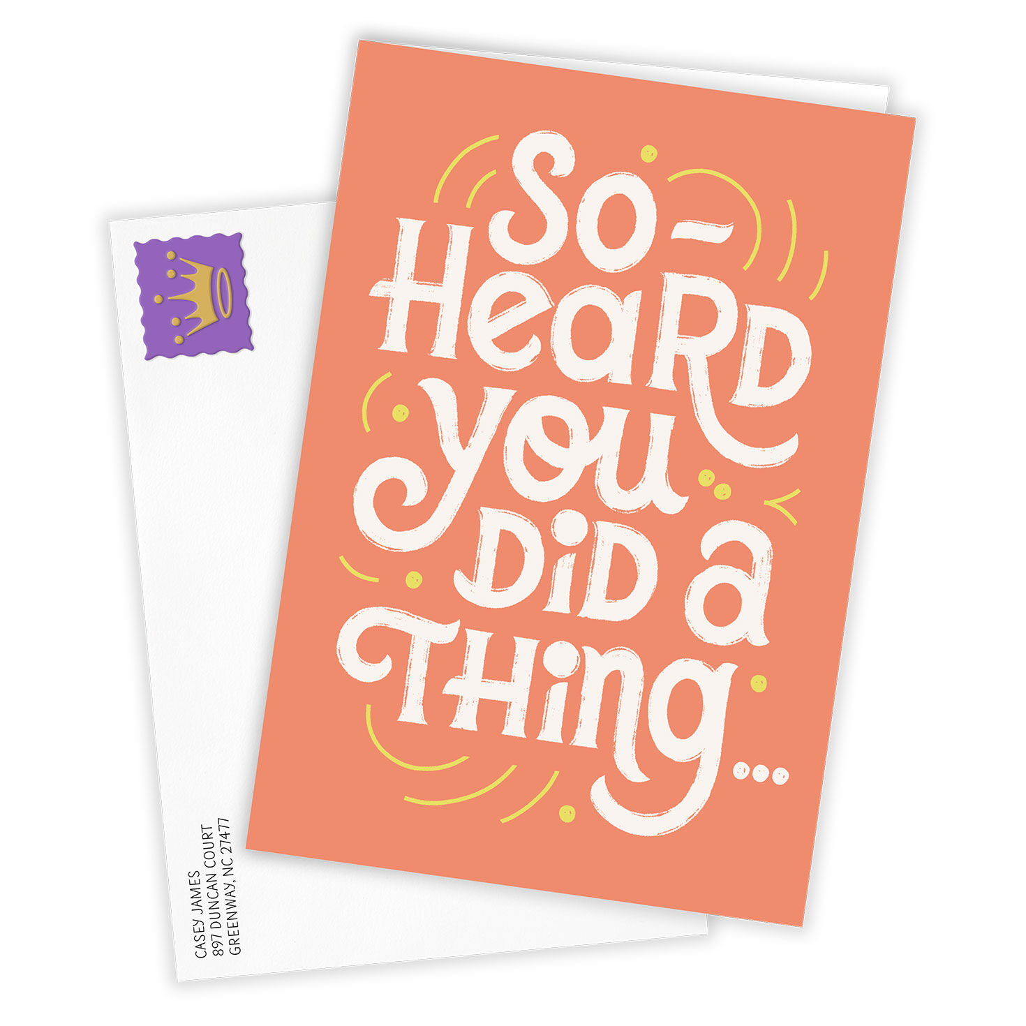 Lettering on Orange Personalized Congrats Card Card Front with Envelope image number 2