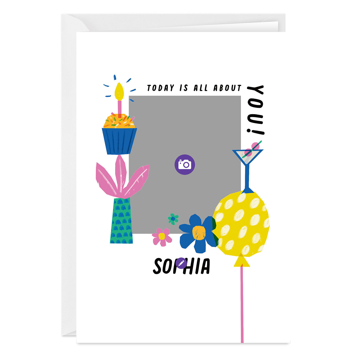 Today is All About You Personalized Birthday Card Card Front indicating personalization image number 3