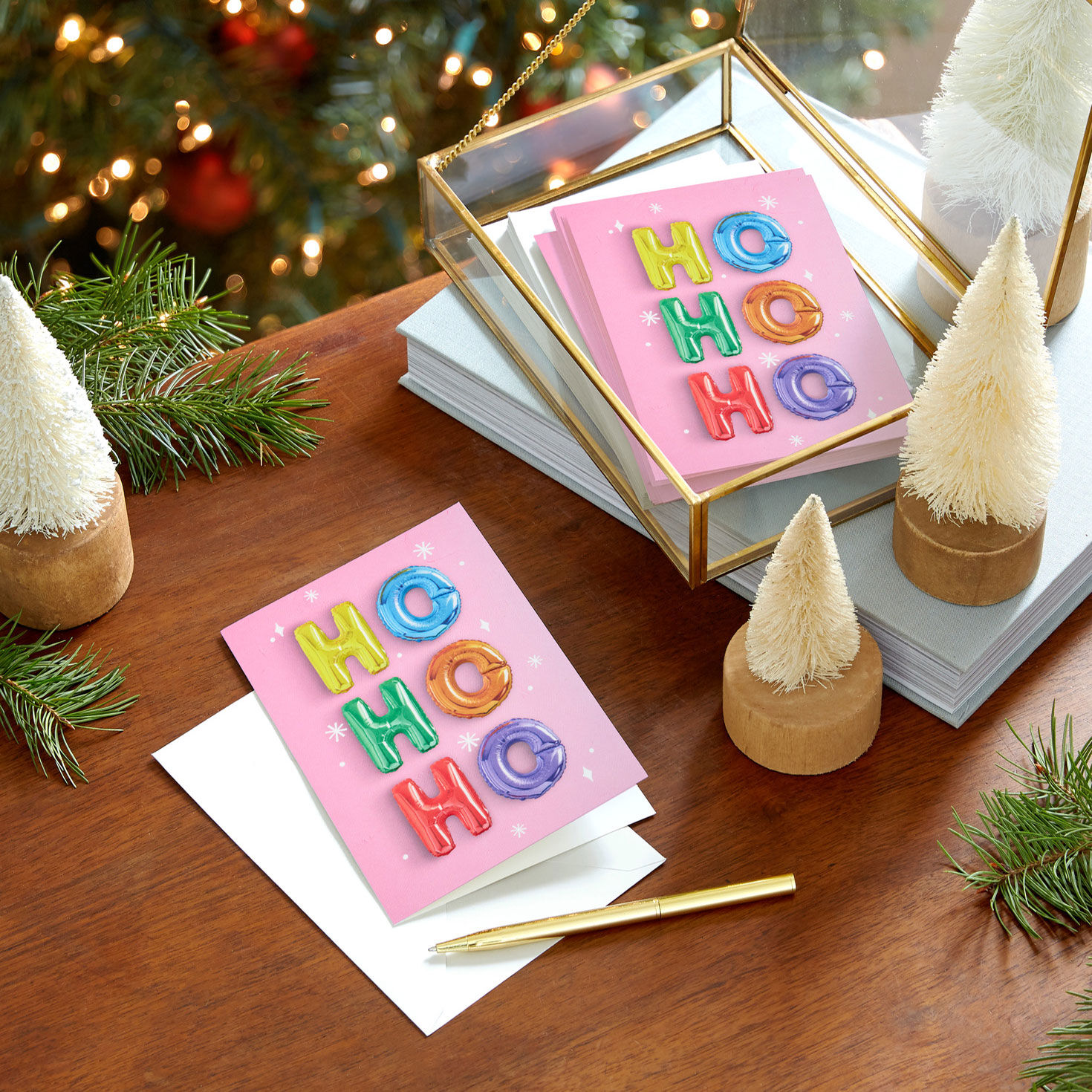 Balloon Letters on Pink Christmas Card Pack in use image number 7