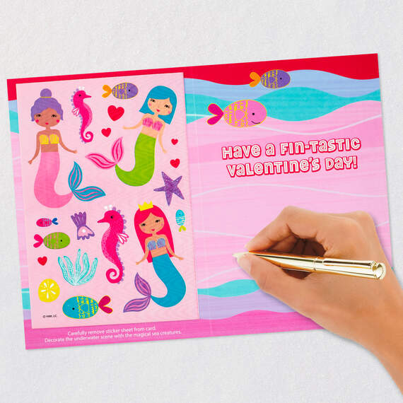 Mermaid Valentine's Day Card for Granddaughter With Stickers, , large image number 7