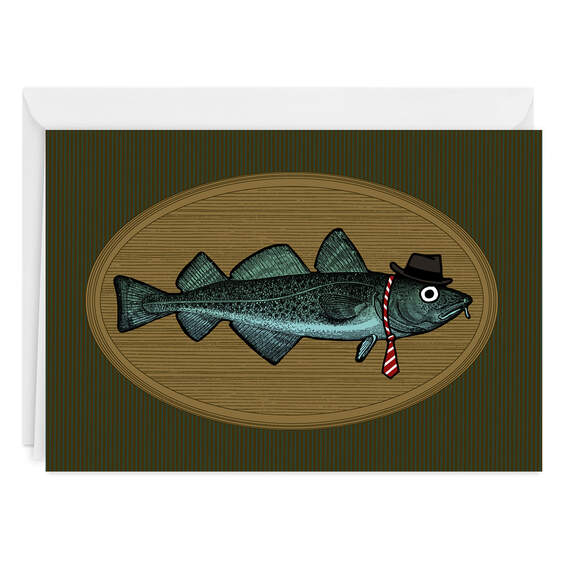 Mounted Fish Sign Funny Folded Photo Card, , large image number 1
