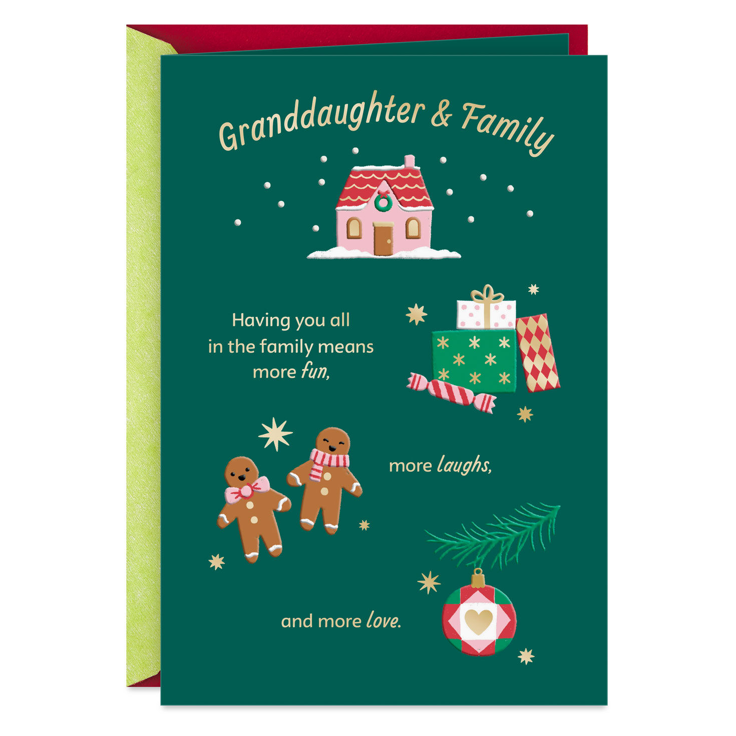 More Fun, Laughs and Love Christmas Card for Granddaughter and Family