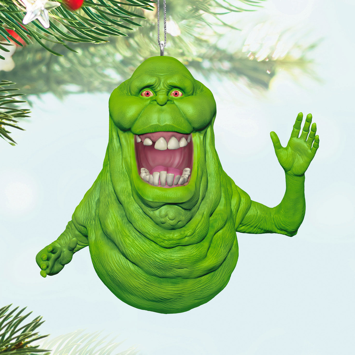 Ghostbusters Slimer Keepsake Ornament Hanging on tree image number 2