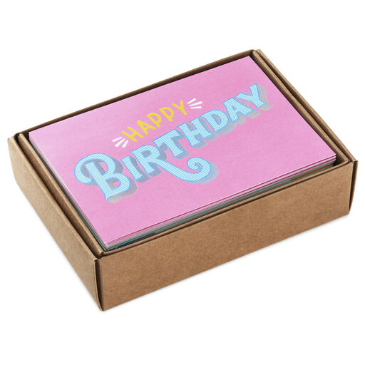 Peppy Pastels Assorted Birthday Cards, Box of 36, 