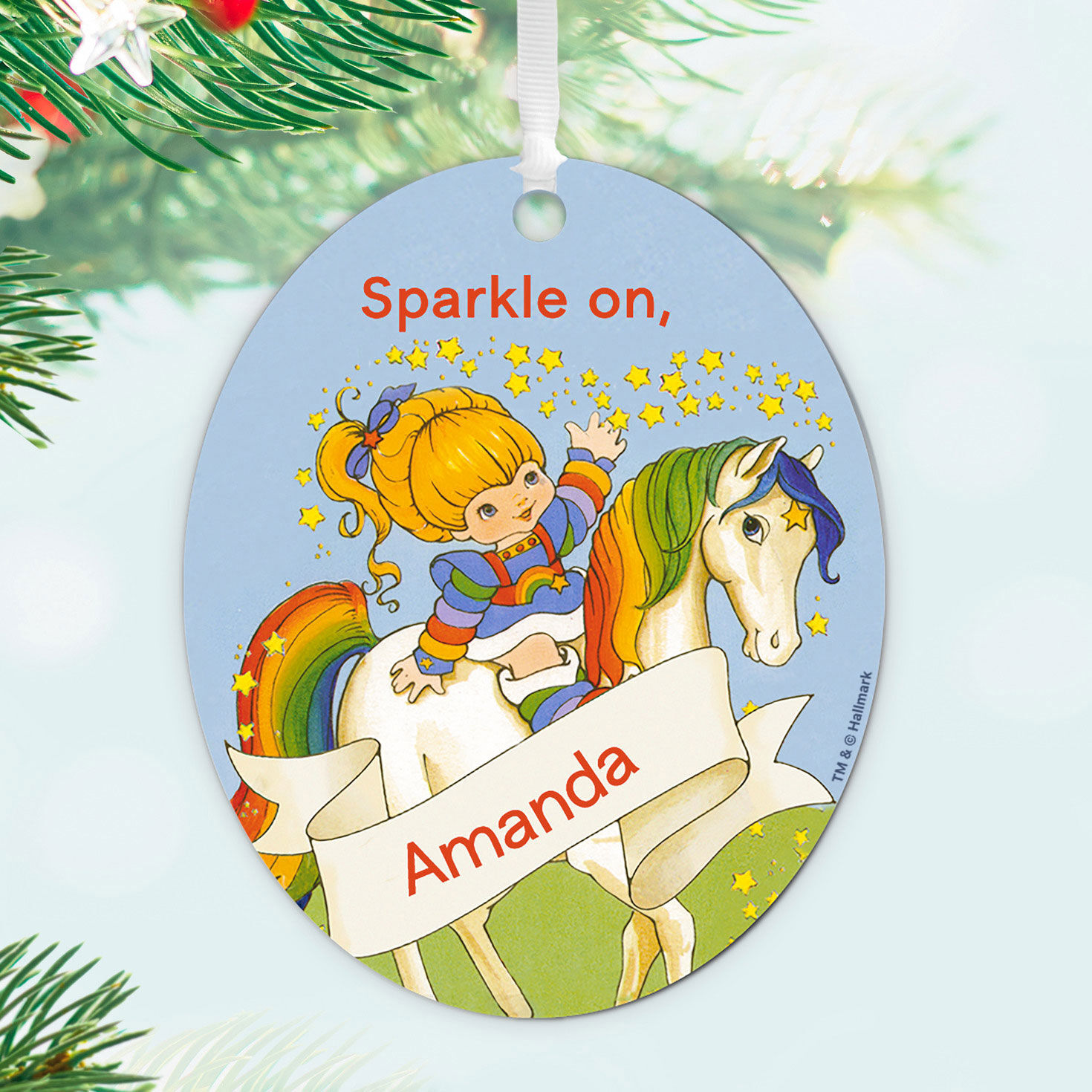 Rainbow Brite Personalized Text Ornament hanging on tree image number 2