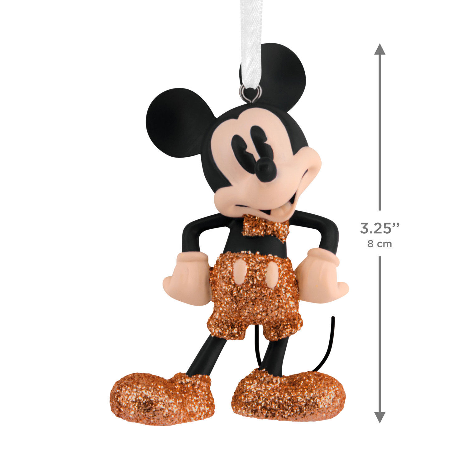 Mickey Mouse Gold Sparkling Christmas Ornament measurement image number 3
