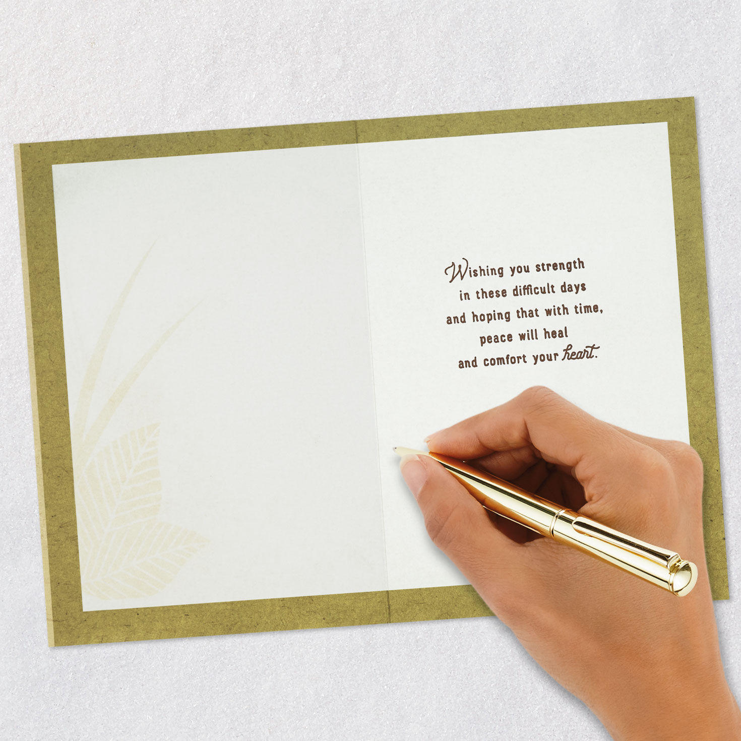 Green Leaves and Grass Sympathy Card Signing card image number 6