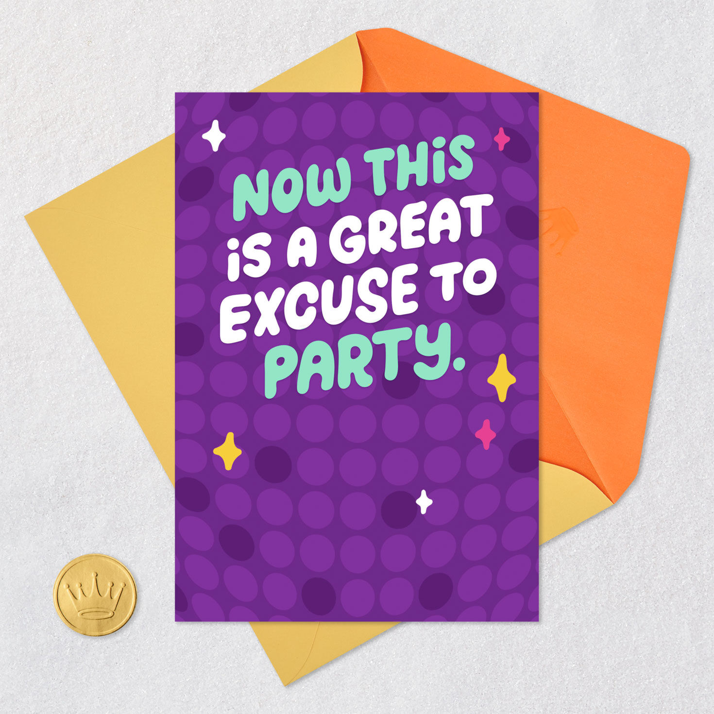 Colorful Letters on Purple Funny Congrats Card Card with envelope and Seal image number 5