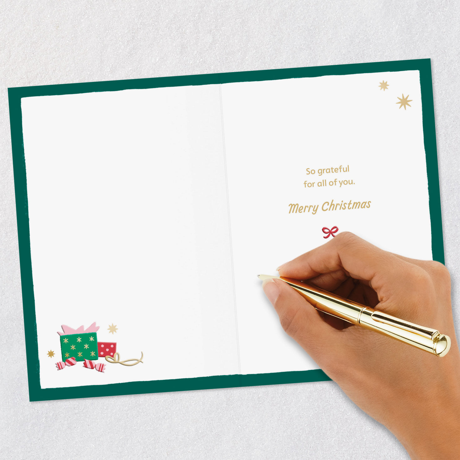 Icons on Green Christmas Card for Granddaughter and Family Signing card image number 6