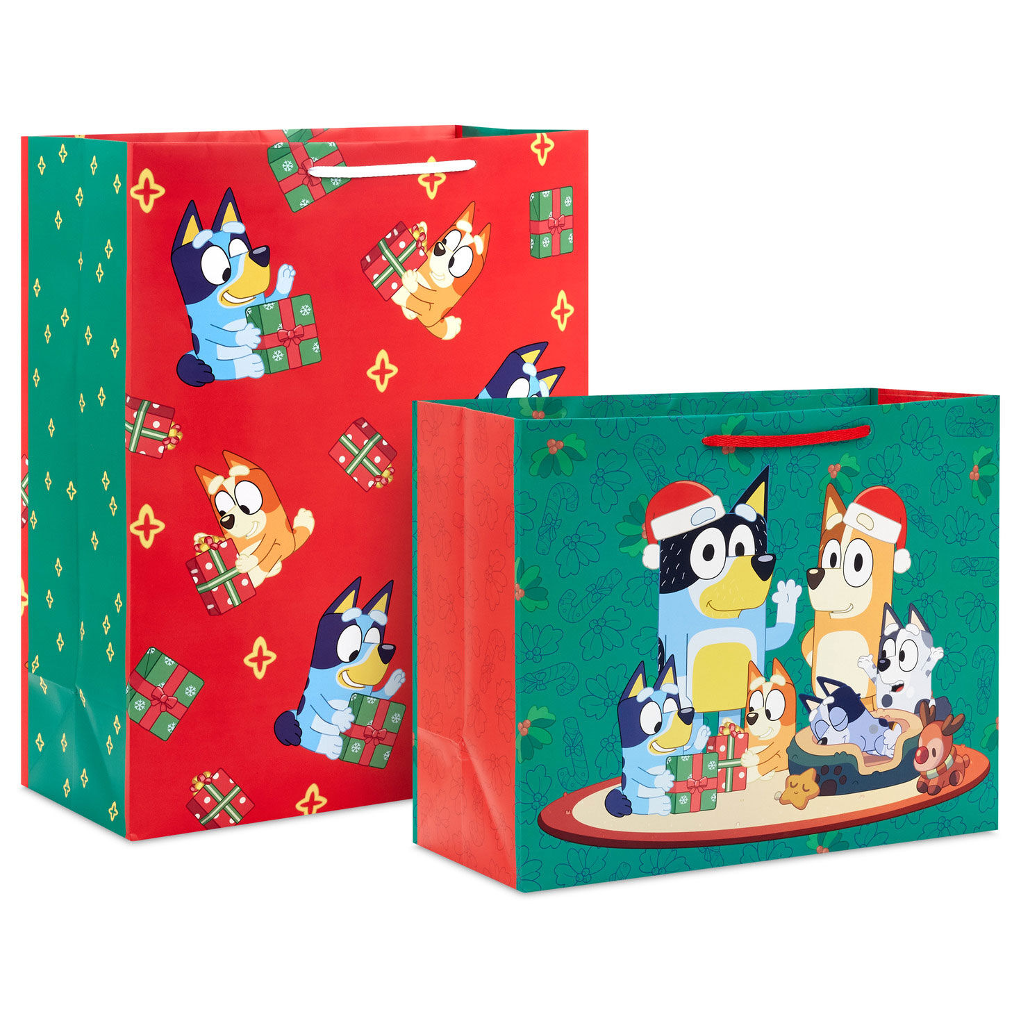Bluey Family 2-Pack Christmas Gift Bag Bundle fronts image number 1