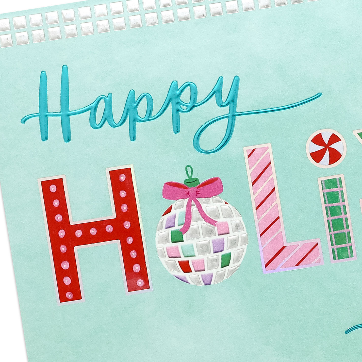 Modern Blue Holi-Yay Christmas Card for Friend Card Front Detail image number 4