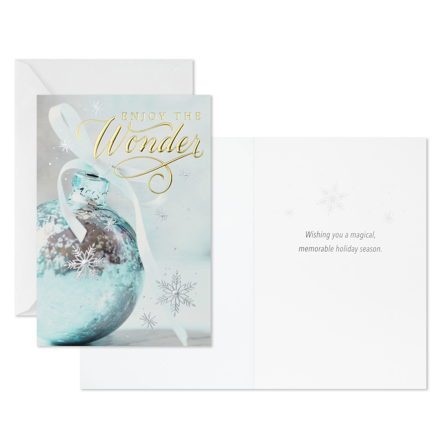 Silver Ornament Boxed Christmas Cards Card Front with Sentiment image number 3