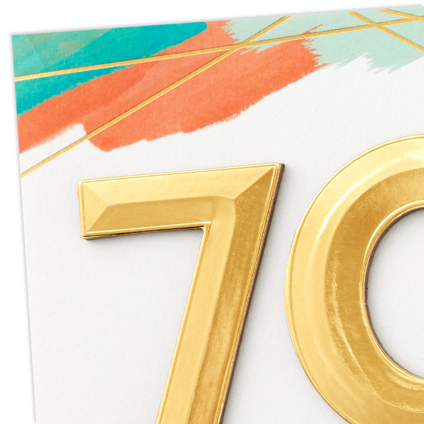 Coral and Blue 70th Birthday Card Card Front Detail image number 4