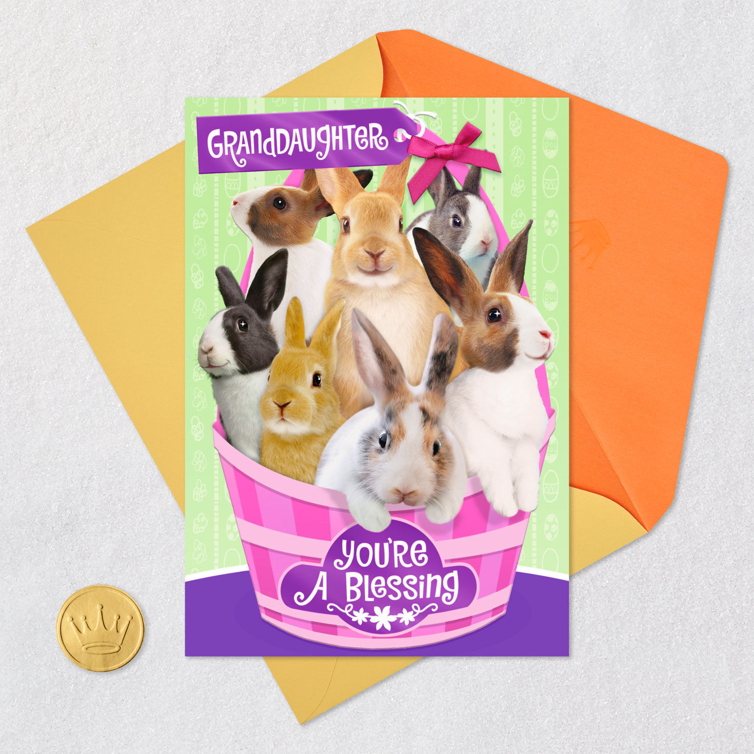Bunny Rabbits in Basket Granddaughter Easter Card  image number 5