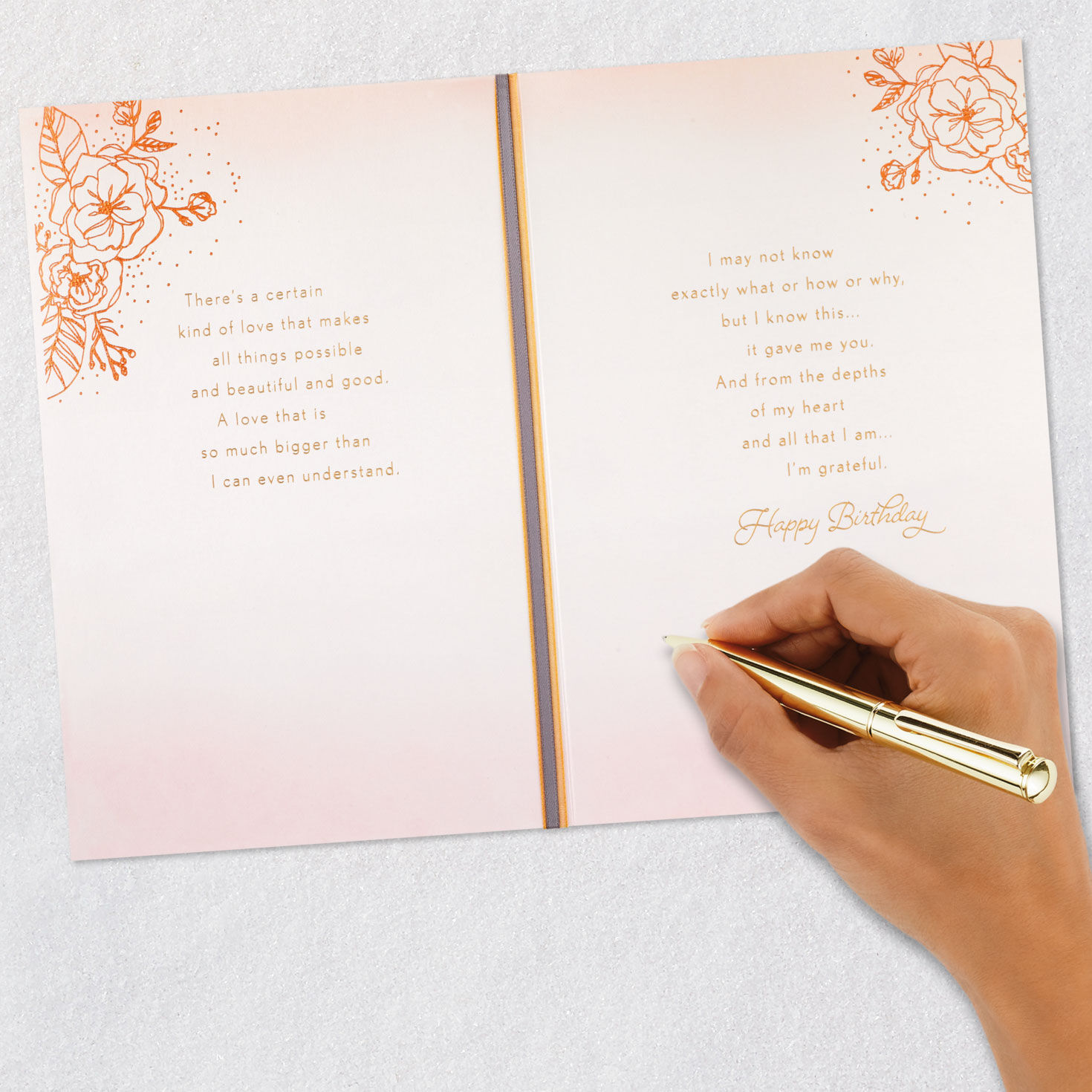 Copper Foil Floral Sketches Love Birthday Card Signing card image number 7