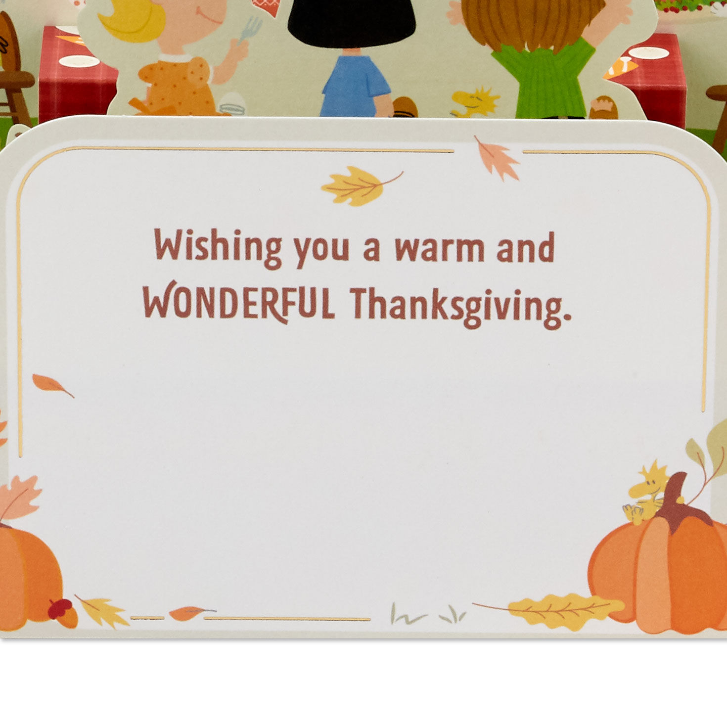 Peanuts Dinner Table 3D Pop-Up Thanksgiving Card sentiment image number 3